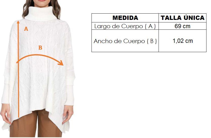 Ruana Mangas Trenza Rombos Cuello Tortuga - Giive